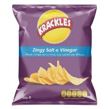 Krackles Potato Crisps Zingy Salt & Vinegar 125g